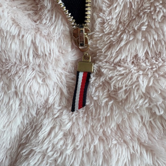 vintage Tommy Hilfiger Zip-Front Fleece Bomber Jacket Womens M Beige - Picture 6 of 13